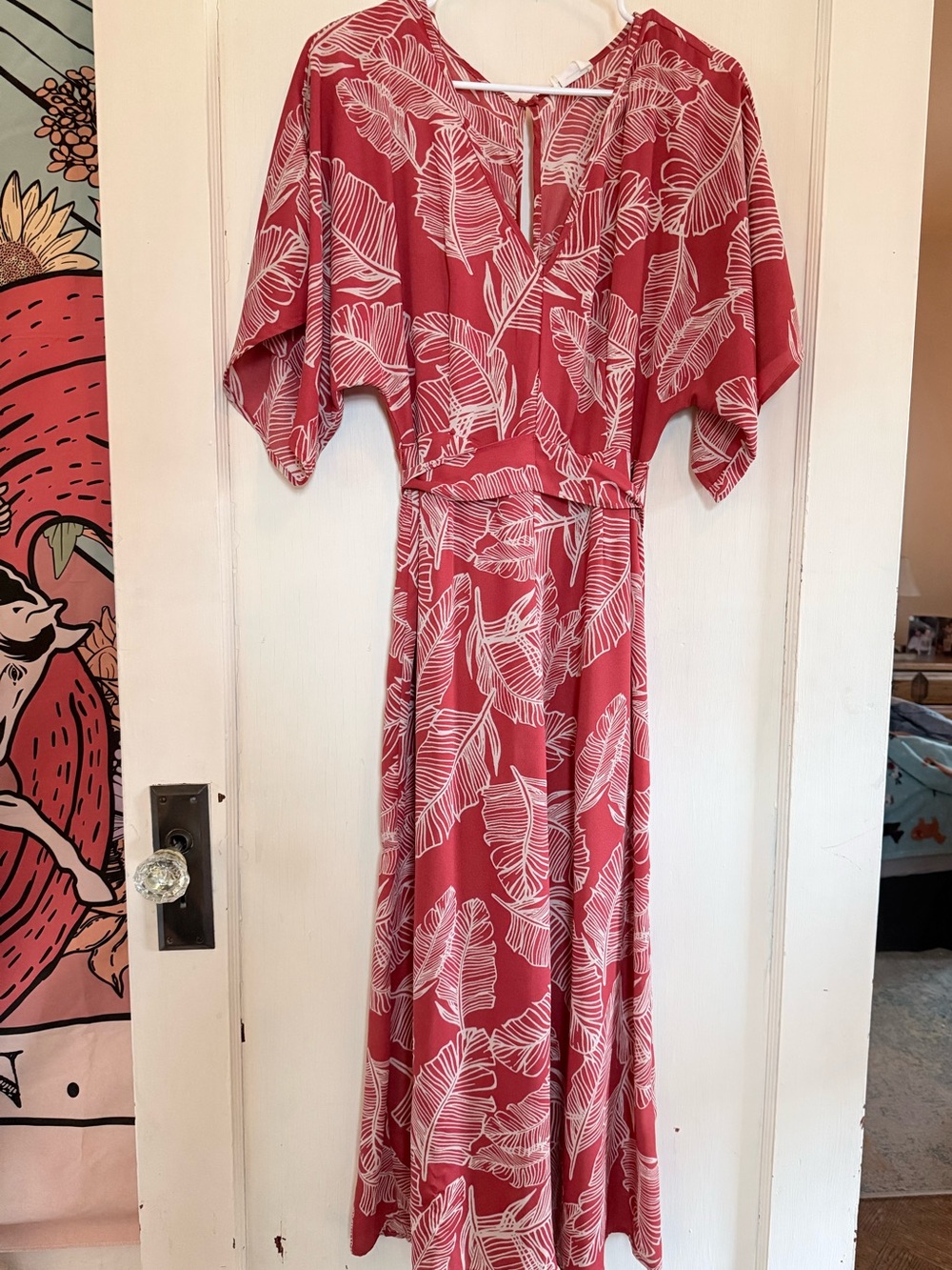 Sienna Sky Coral Leaf-Print Cropped Pant Jumpsuit